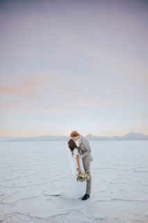 Bride and groom kissing